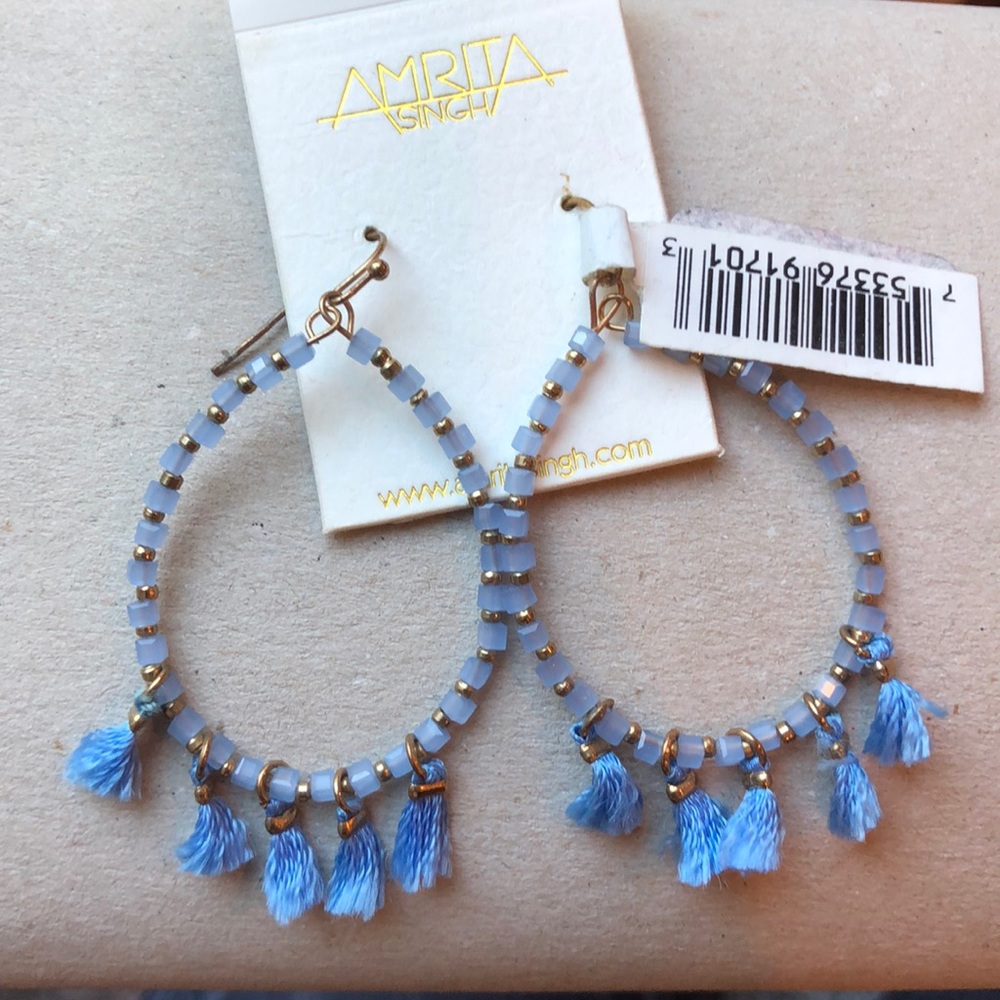 BOGO NWT Amrita Singh Blue Tassel Earrings